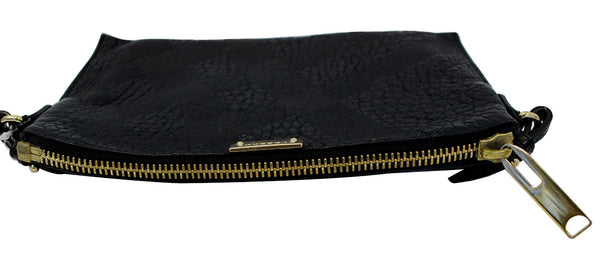 BURBERRY Black Embossed Leather Chichester Crossbody Clutch Bag 