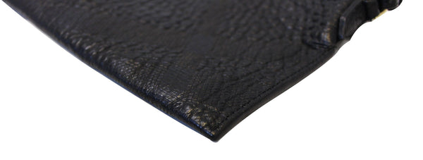 BURBERRY Black Embossed Leather Chichester Crossbody Clutch Bag 