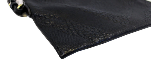 BURBERRY Black Embossed Leather Chichester Crossbody Clutch Bag 