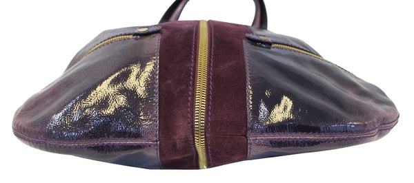 JIMMY CHOO Purple Liquid Patent Leather and Suede Mona Tote Bag