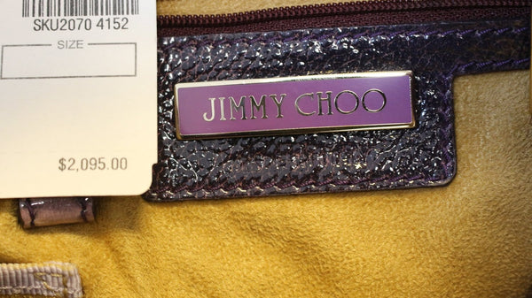 JIMMY CHOO Purple Liquid Patent Leather and Suede Mona Tote Bag