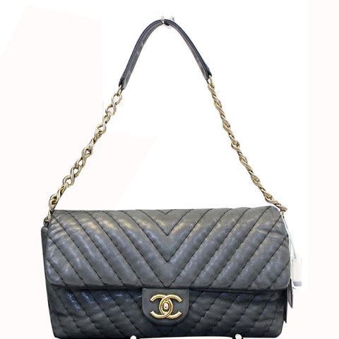 CHANEL Iridescent Calfskin Surpique Chevron Large Classic Flap Bag - Sale