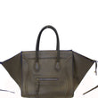 CELINE Phantom Luggage Olive Green Bicolor Grained Leather  Bag