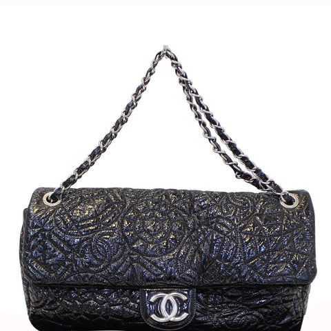 CHANEL Quilted Pattern Jumbo Single Flap Bag Black