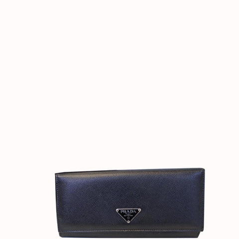PRADA Saffiano Triangle Continental Flap Wallet