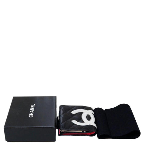 CHANEL Black Quilted Ligne Cambon Bifold Compact Wallet - Sale