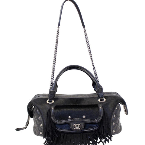 CHANEL Paris Dallas Pony Hair Leather Fringe Bowling Bag Black - Last Call
