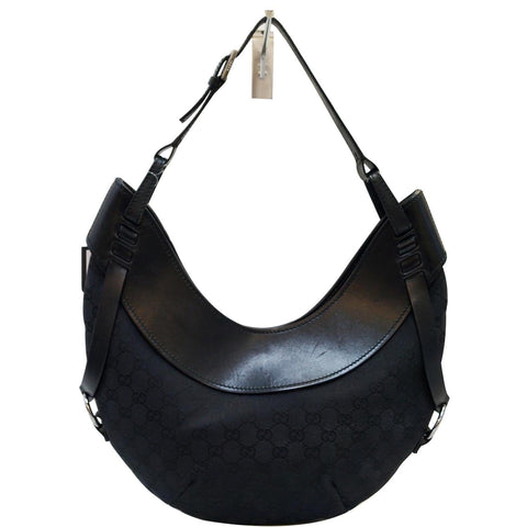 GUCCI GG Canvas Half Moon Black Hobo Bag