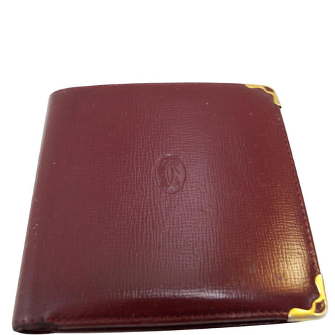 CARTIER Must De Bifold Burgundy Calfskin Bifold Wallet