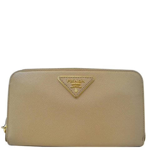 Prada Saffiano Zip-Around Beige Ladies Wallet - Sale