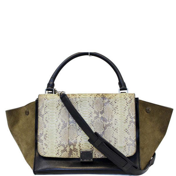 Celine Python and Black Leather Small Trapeze Bag