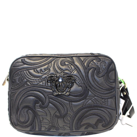 VERSACE Embroidered Baroque Shoulder Bag Black