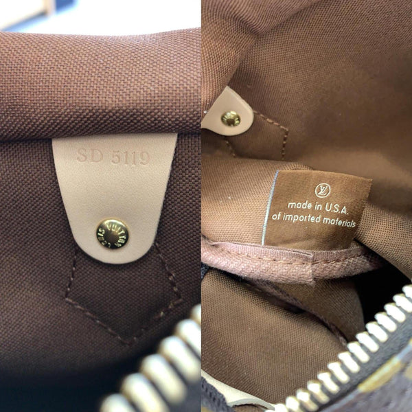 LOUIS VUITTON Speedy 25 Monogram Canvas Satchel Bag Brown