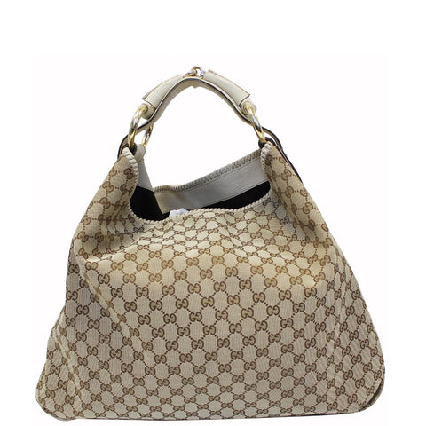 GUCCI Horsebit GG Canvas Large Hobo Bag Beige/White 114900