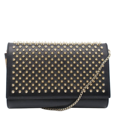 CHRISTIAN LOUBOUTIN Paloma Embellished Leather Chain Clutch Bag Black