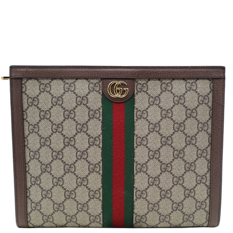 GUCCI Ophidia GG Supreme Canvas Zip Pouch Beige 625549