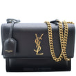 YVES SAINT LAURENT Monogram Sunset Medium Leather Shoulder Bag Black