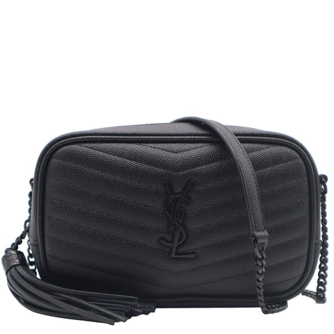 YVES SAINT LAURENT Mini Lou Leather Camera Crossbody Bag Black