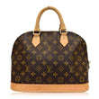 LOUIS VUITTON Alma Monogram Canvas Satchel Bag Brown