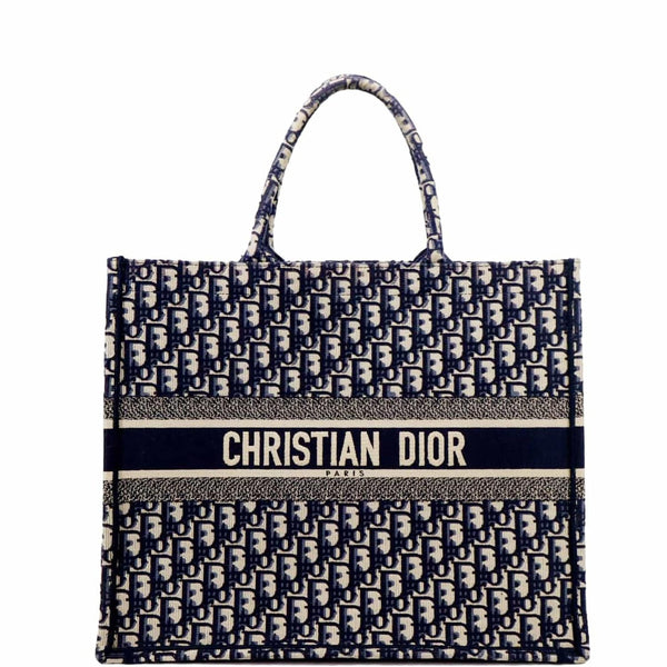 Christian Dior Large Book Oblique Embroidered Tote Bag - Front