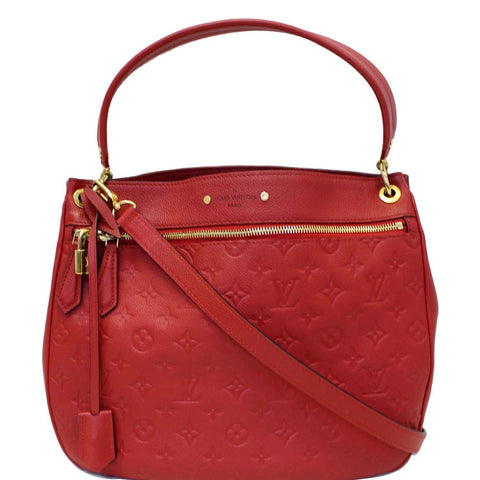 LOUIS VUITTON Spontini Empreinte Leather Shoulder Bag Red