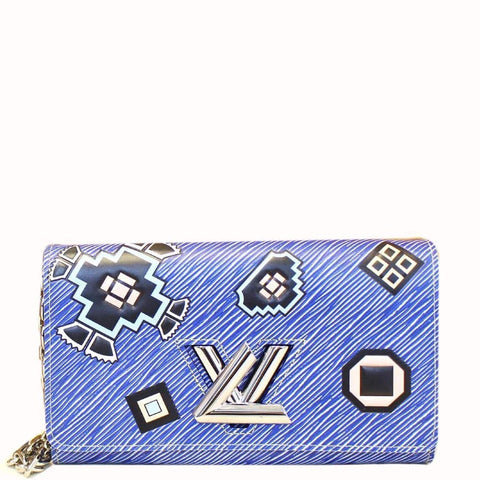 LOUIS VUITTON Twist Chain Denim Wallet Epi Azteque Stickers Crossbody Bag - Last Call