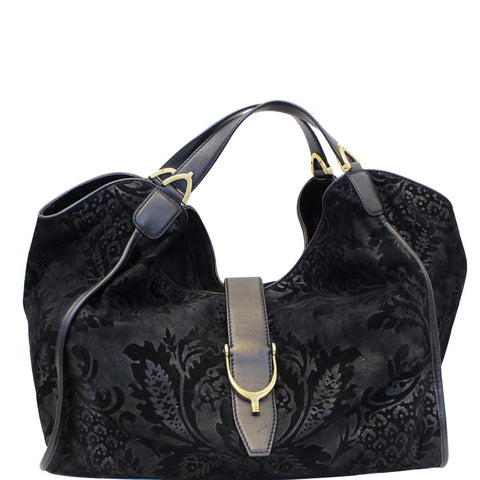 GUCCI Soft Stirrup Nubuck Black Suede Shoulder Bag - Sale