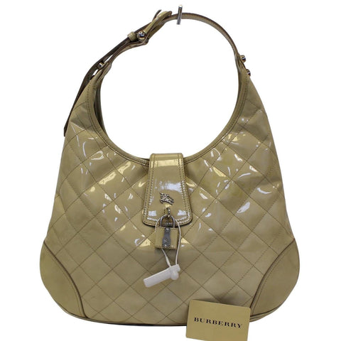BURBERRY Quilted Patent Leather Brooke Hobo Handbag - Last Call