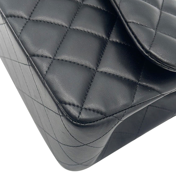 CHANEL Classic Jumbo Double Flap Lambskin Leather Shoulder Bag Black
