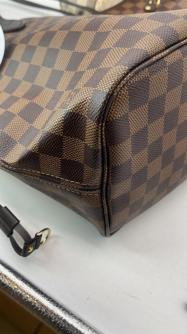 LOUIS VUITTON Neverfull MM Damier Ebene Tote Bag Brown