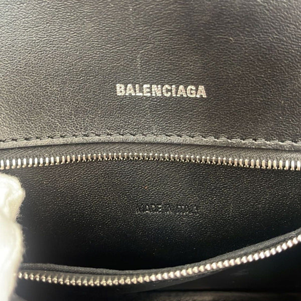 BALENCIAGA Women Hourglass Polka Dot Leather Tote Shoulder Bag Black