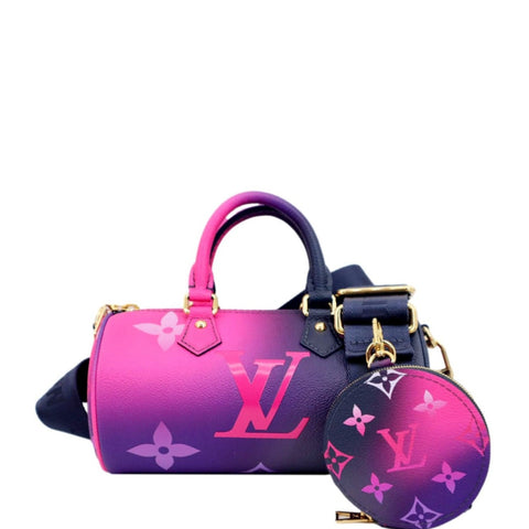 LOUIS VUITTON Papillon BB Monogram Canvas Shoulder Handbag Midnight Fuchsia