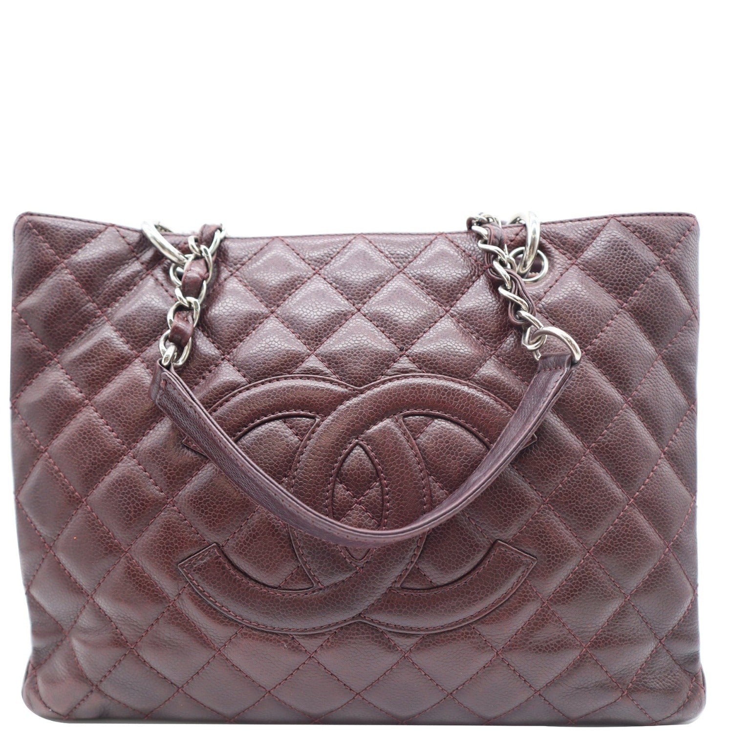 Authentic Chanel Vintage Beige Quilted Leather GST 1997 Grand Shopping Tote  For Sale at 1stDibs