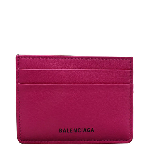 BALENCIAGA Leather Card Holder Pink