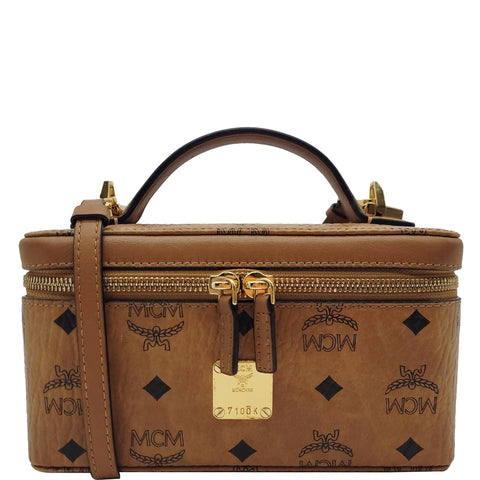 MCM Rockstar Monogram Visetos Vanity Case Cognac