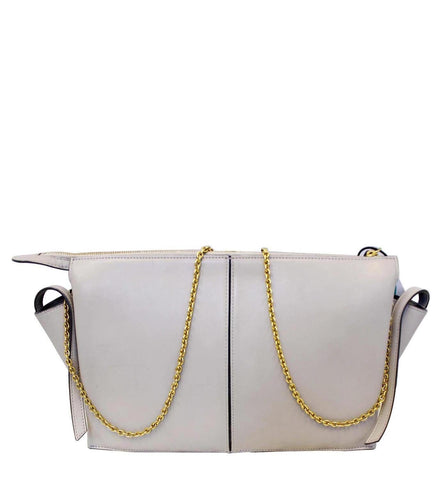 Celine Tri-Fold Clutch on Chain Smooth Calfskin Crossbody Bag Light Grey - Last Call