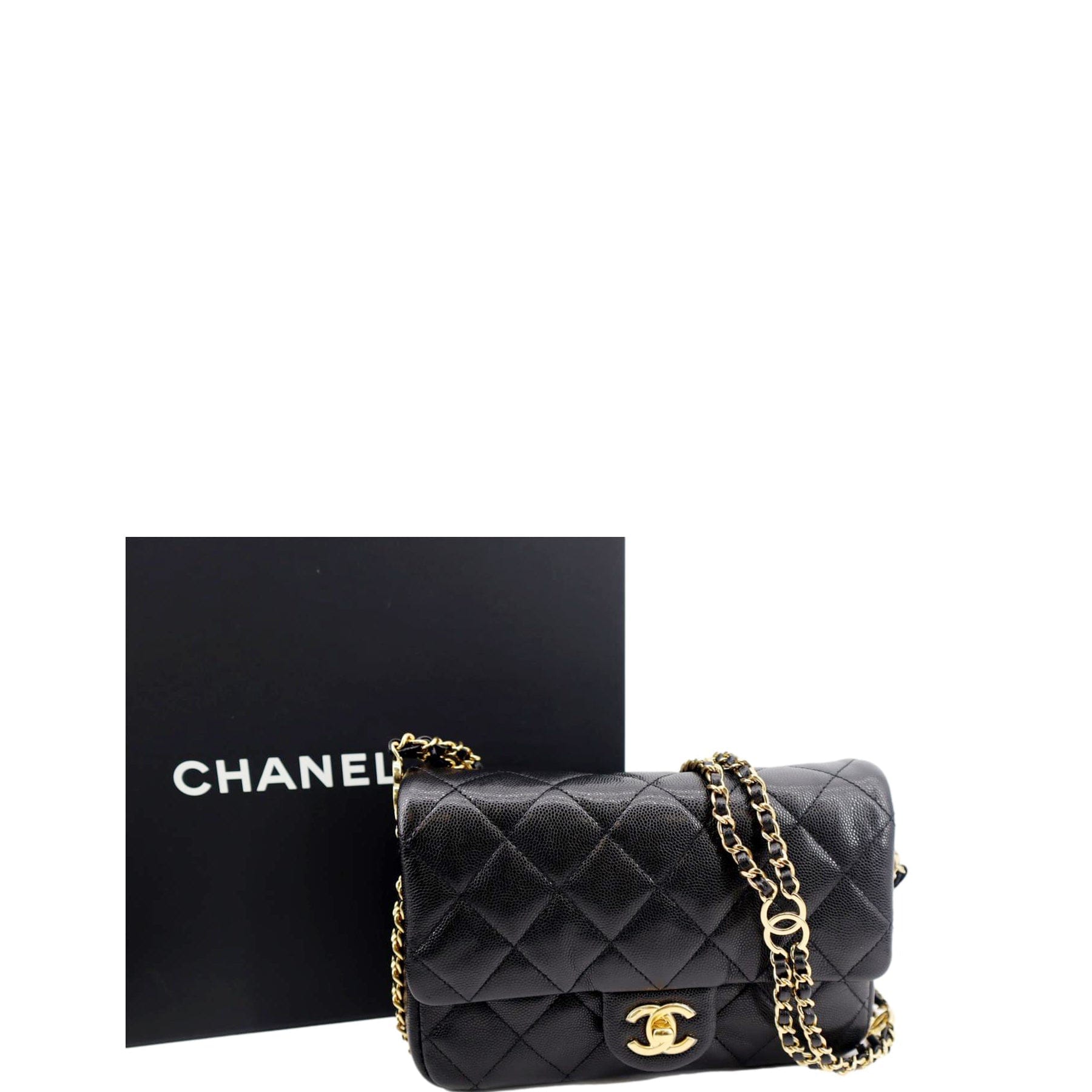 Mint! Chanel Mini CC Caviar Camera Bag Small Black Quilted Crossbody