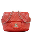 CHANEL Classic Mini Flap Quilted Lambskin Crossbody Bag Red