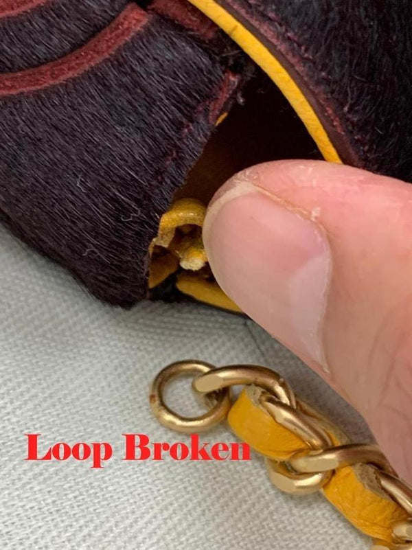 CHANEL Coco Pony Hair Leather Shoulder Bag Burgundy