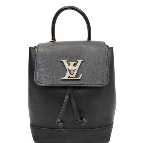 LOUIS VUITTON Lockme Calfskin Leather Backpack Bag Black