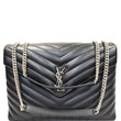 YVES SAINT LAURENT Large Loulou Calfskin Matelasse Chain Shoulder Bag Black
