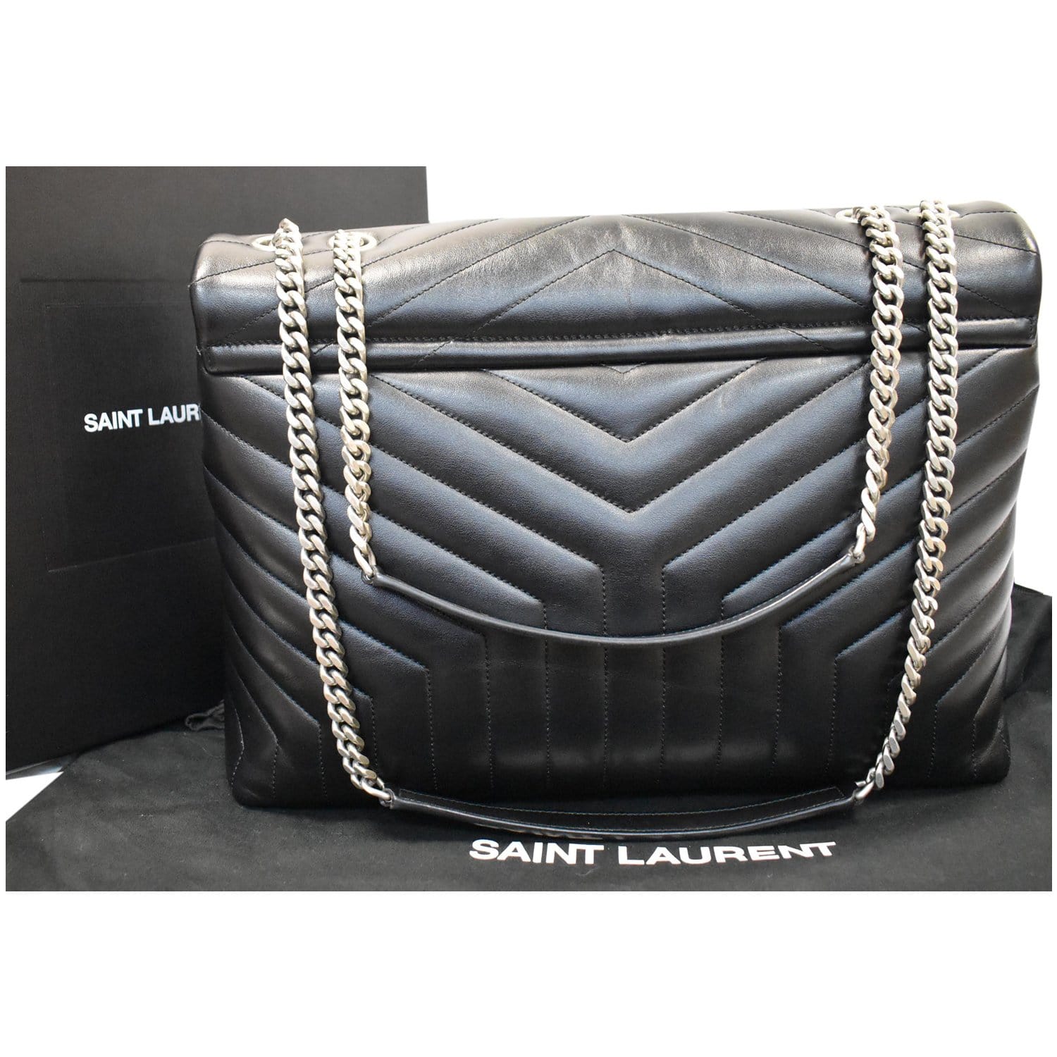 Saint Laurent Loulou Puffer Medium Ysl Flap Shoulder Bag Dusty Grey