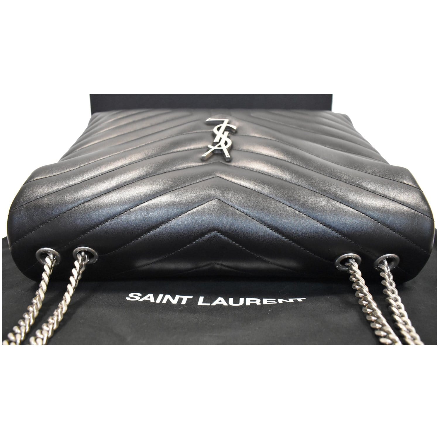 Ysl (Saint Laurent) Loulou Black Leather Chain Shoulder Bag w/ Dust Bag