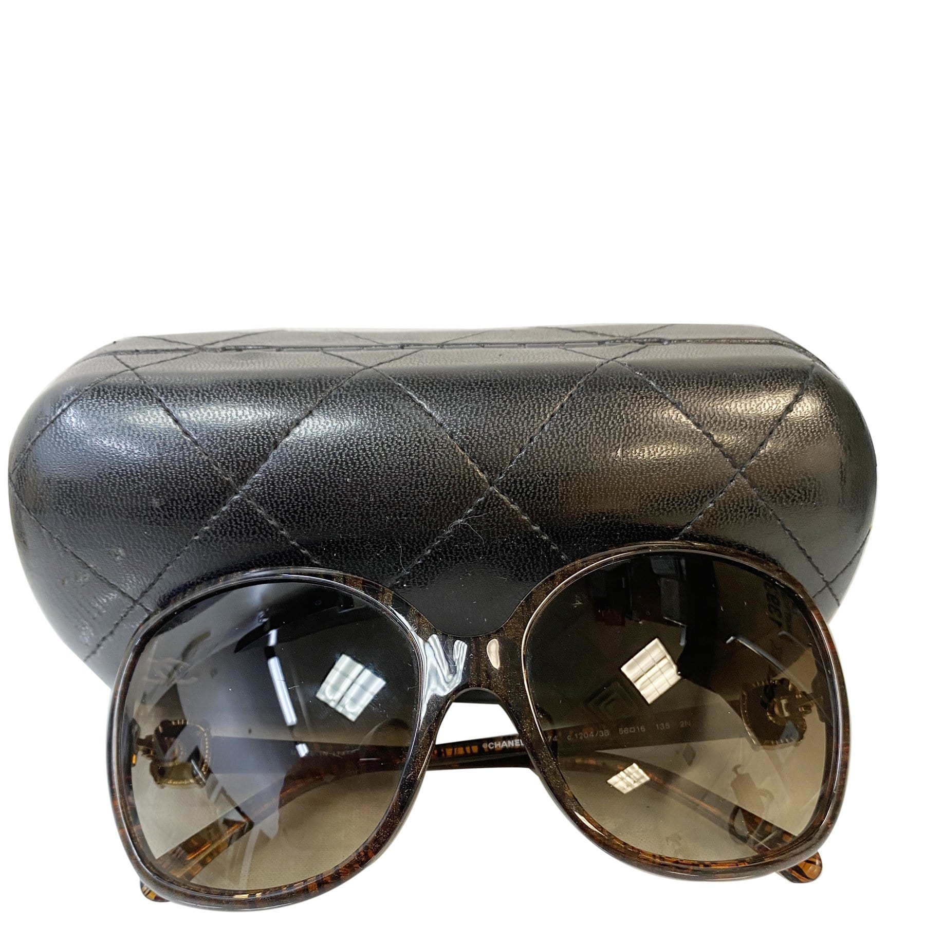 Chanel Quilted Leather Aviator CC Sunglasses