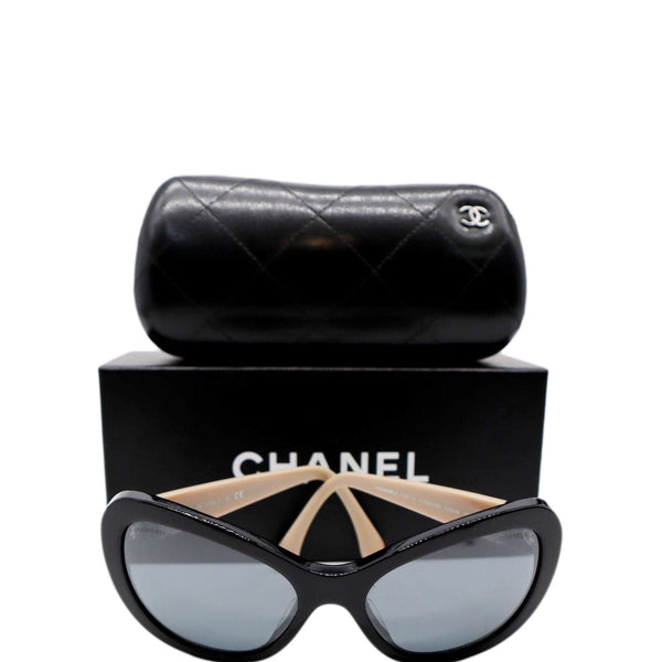 CHANEL 5321-A c.1333/26 Cat Eye Black Sunglasses Gray Mirrored Lens