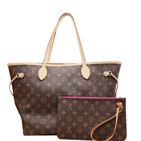 LOUIS VUITTON Neverfull MM Monogram Canvas Tote Bag Brown