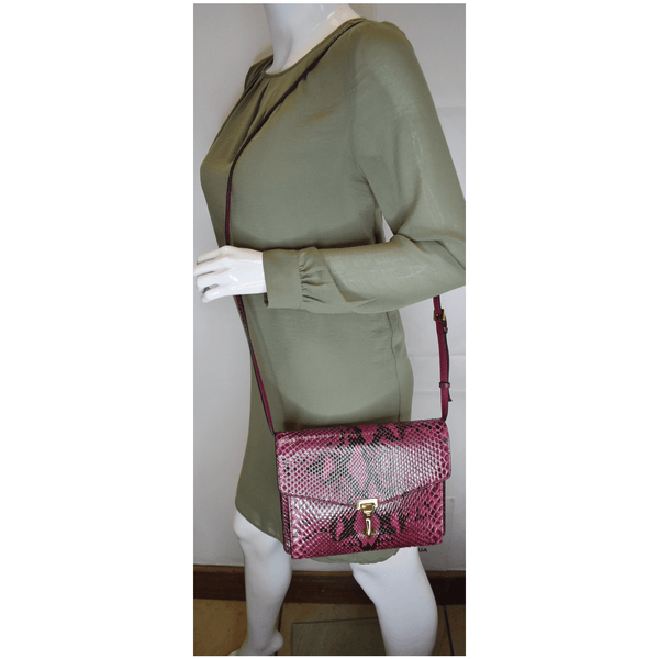 BURBERRY Macken Small Python Leather Crossbody Bag Magenta - Last Call