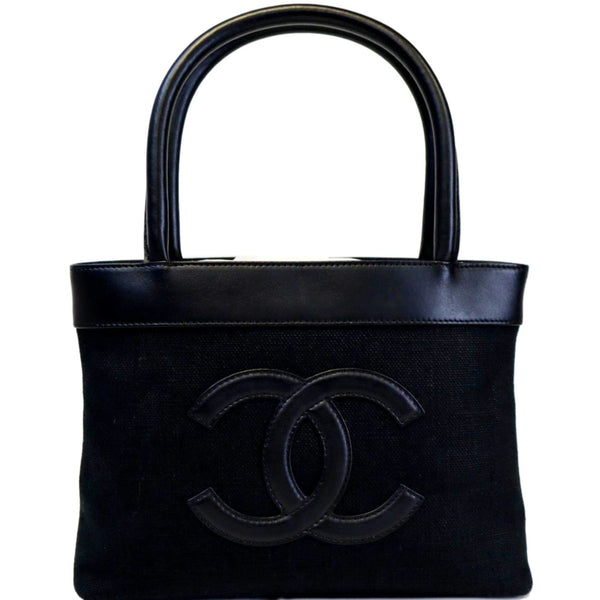 CHANEL Canvas Leather Tote Bag Black