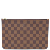 LOUIS VUITTON  Neverfull Damier Ebene Pochette Wristlet Pouch Brown