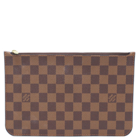 LOUIS VUITTON  Neverfull Damier Ebene Pochette Wristlet Pouch Brown
